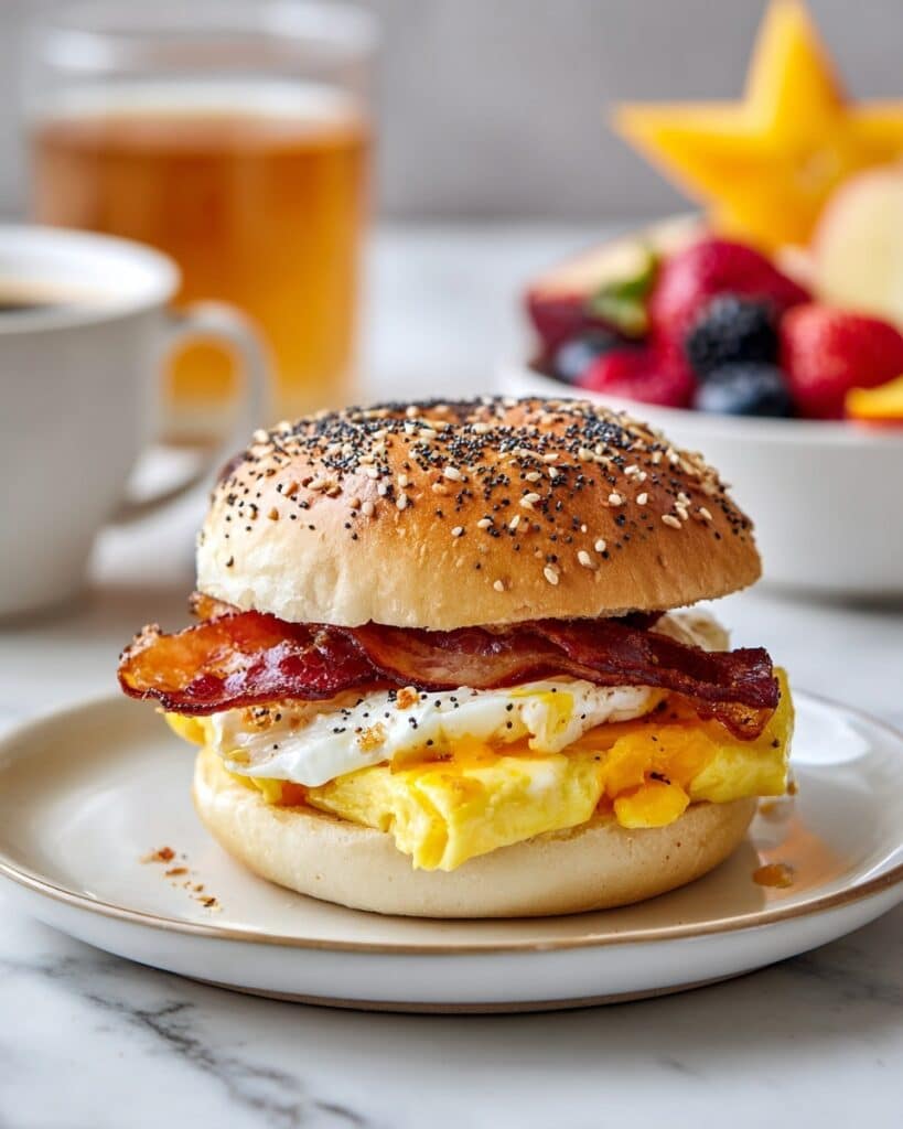 Bacon, Egg, and Cheese Bagel Breakfast Sandwich Recipe