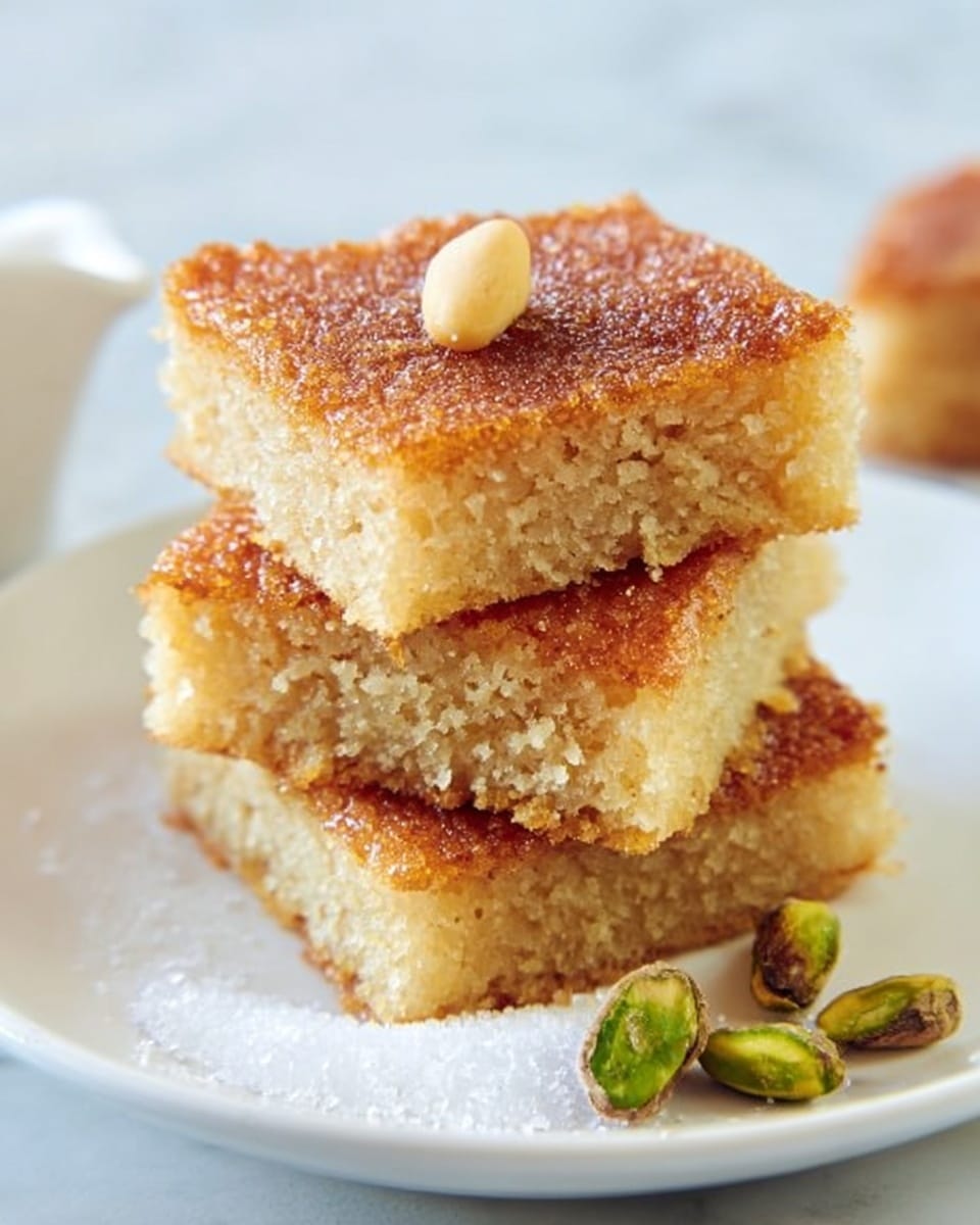 Basbousa (Middle Eastern Semolina Cake with Coconut and Honey Syrup) Recipe