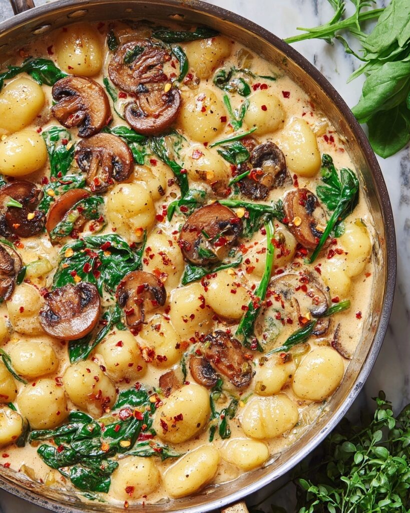 Creamy Spinach and Mushroom Gnocchi (One-Pan, 20 Minutes) Recipe