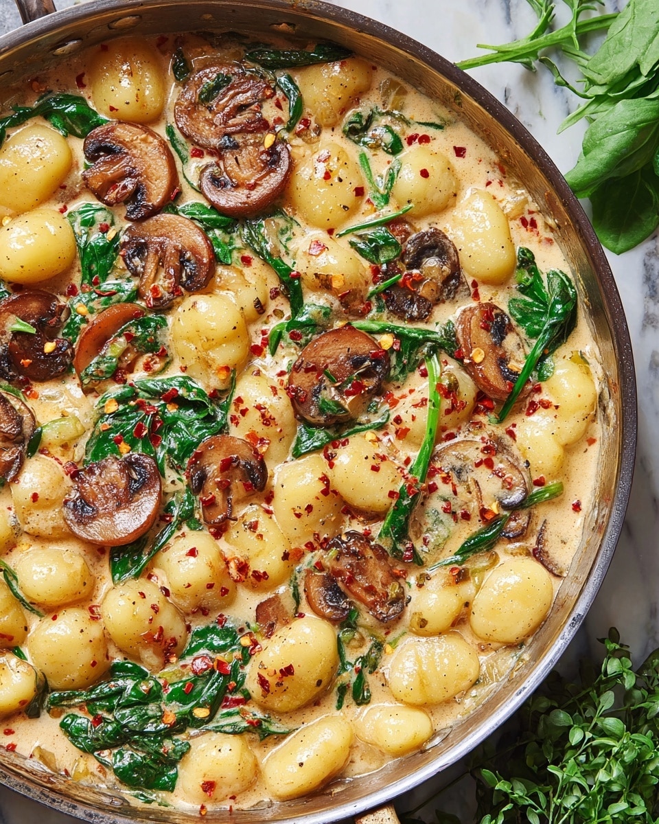 Creamy Spinach and Mushroom Gnocchi (One-Pan, 20 Minutes) Recipe