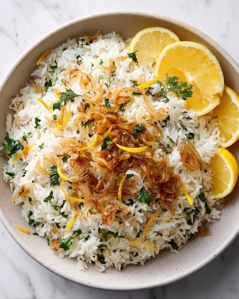 Lemon-Infused Rice with Caramelized Cabbage Recipe