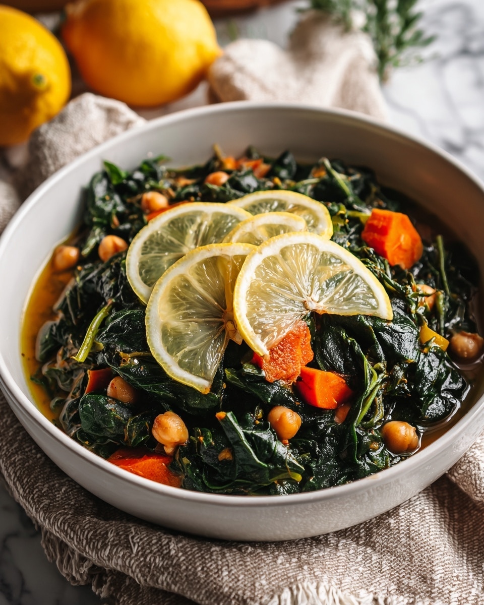 Lebanese Spinach Stew with Ground Beef and Pine Nuts Recipe