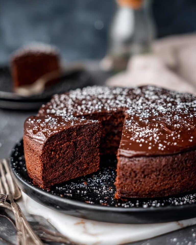 Dark Chocolate Whiskey Cake with Silky Ganache Recipe