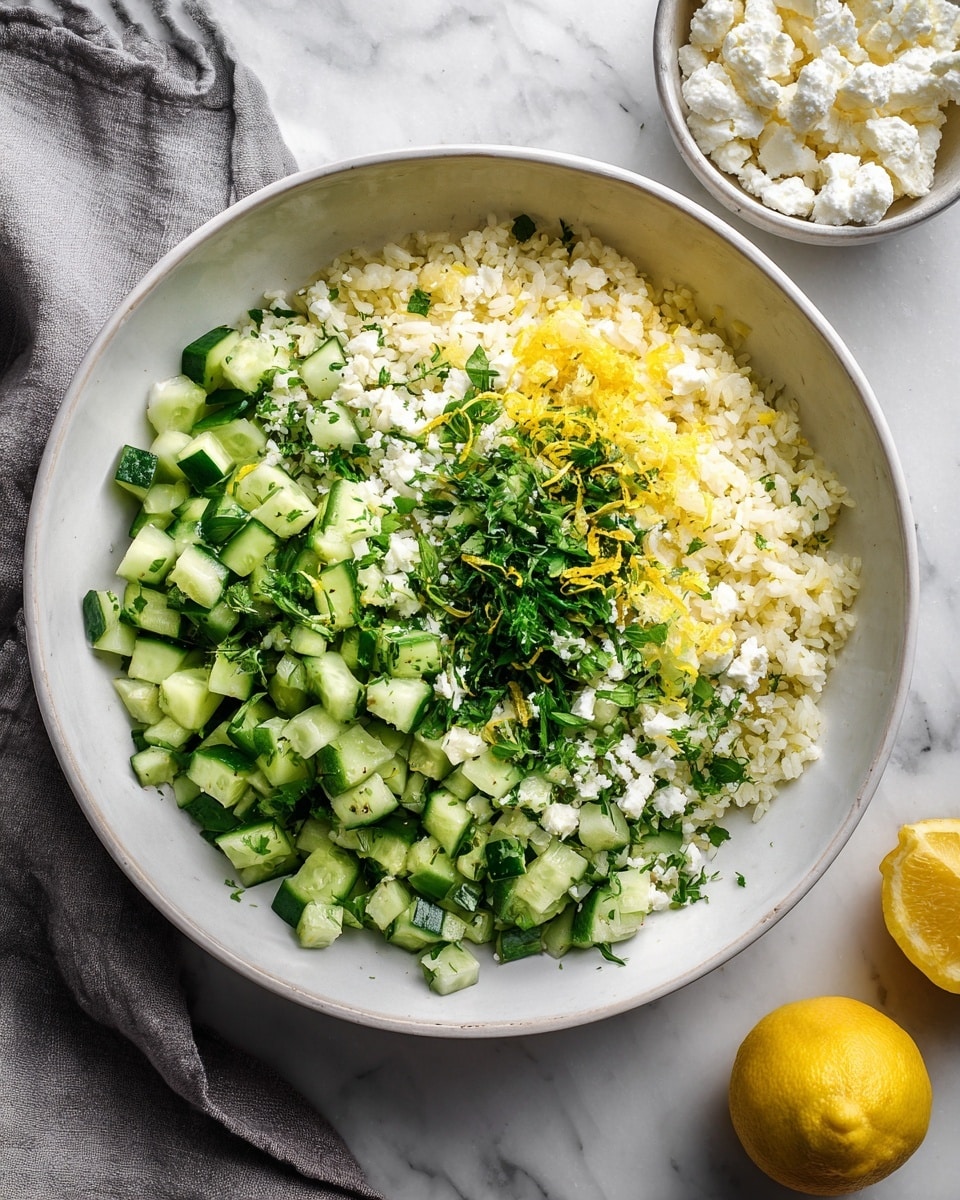 A close-up view of a wooden bowl filled with a vibrant green pea salad mixed with light yellow couscous grains, white crumbled cheese, and small bits of brown nuts, all evenly combined with some green herbs scattered throughout. A wooden spoon with a long handle rests inside the bowl, scooping up some of the salad. The bowl sits on a surface with a white marbled texture, giving a clean and bright background effect. photo taken with an iphone --ar 4:5 --v 7