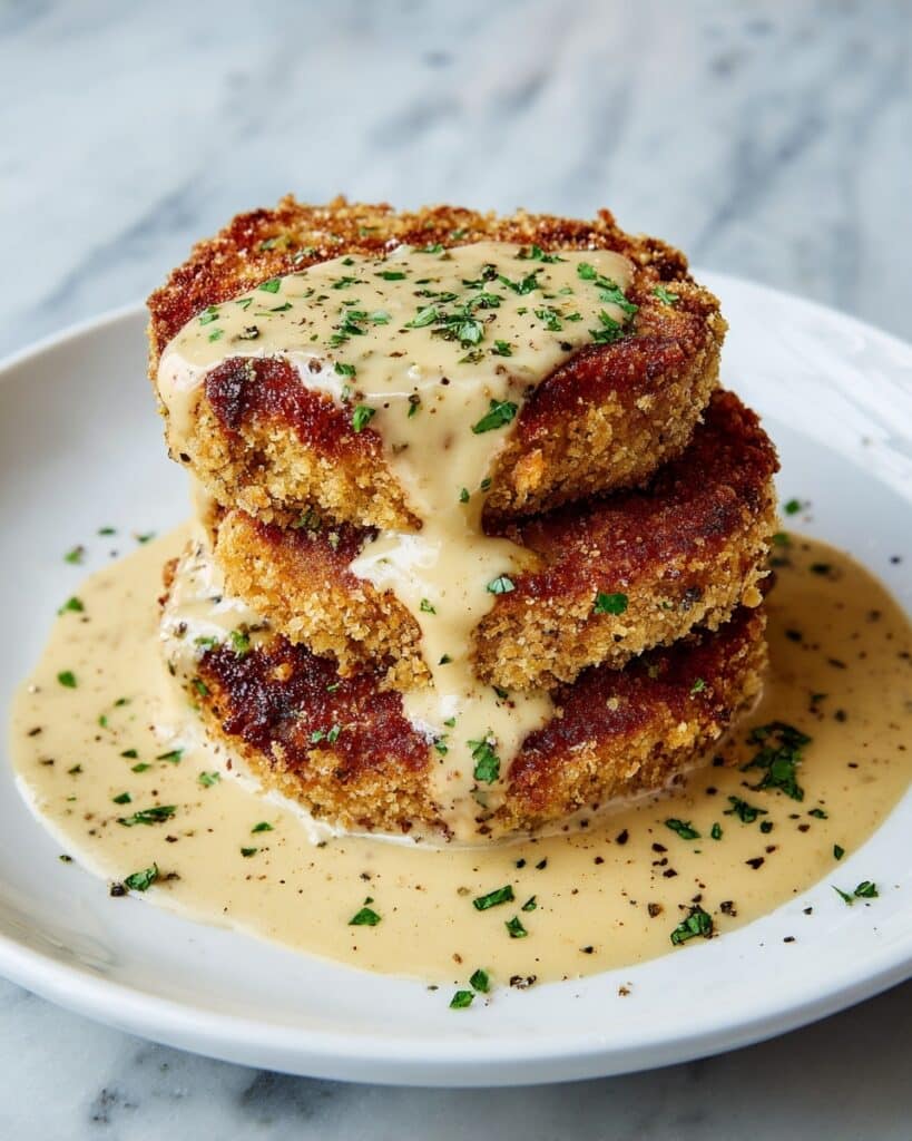 Parmesan Crusted Chicken with Creamy Garlic Sauce Recipe