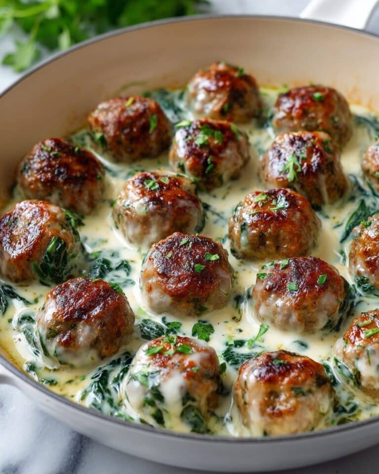 Baked Chicken Ricotta Meatballs with Spinach Alfredo Recipe