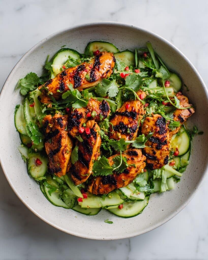 Grilled Curry Chicken with Smashed Cucumber Salad Recipe