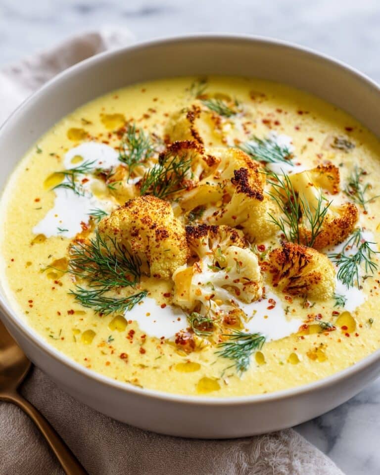 Roasted Cauliflower Soup with Spiced Lemon and Dill Recipe