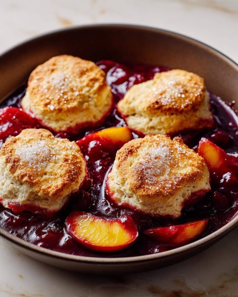 Cozy Fresh Peach Cobbler with Easy Golden Brown Biscuit Topping Recipe