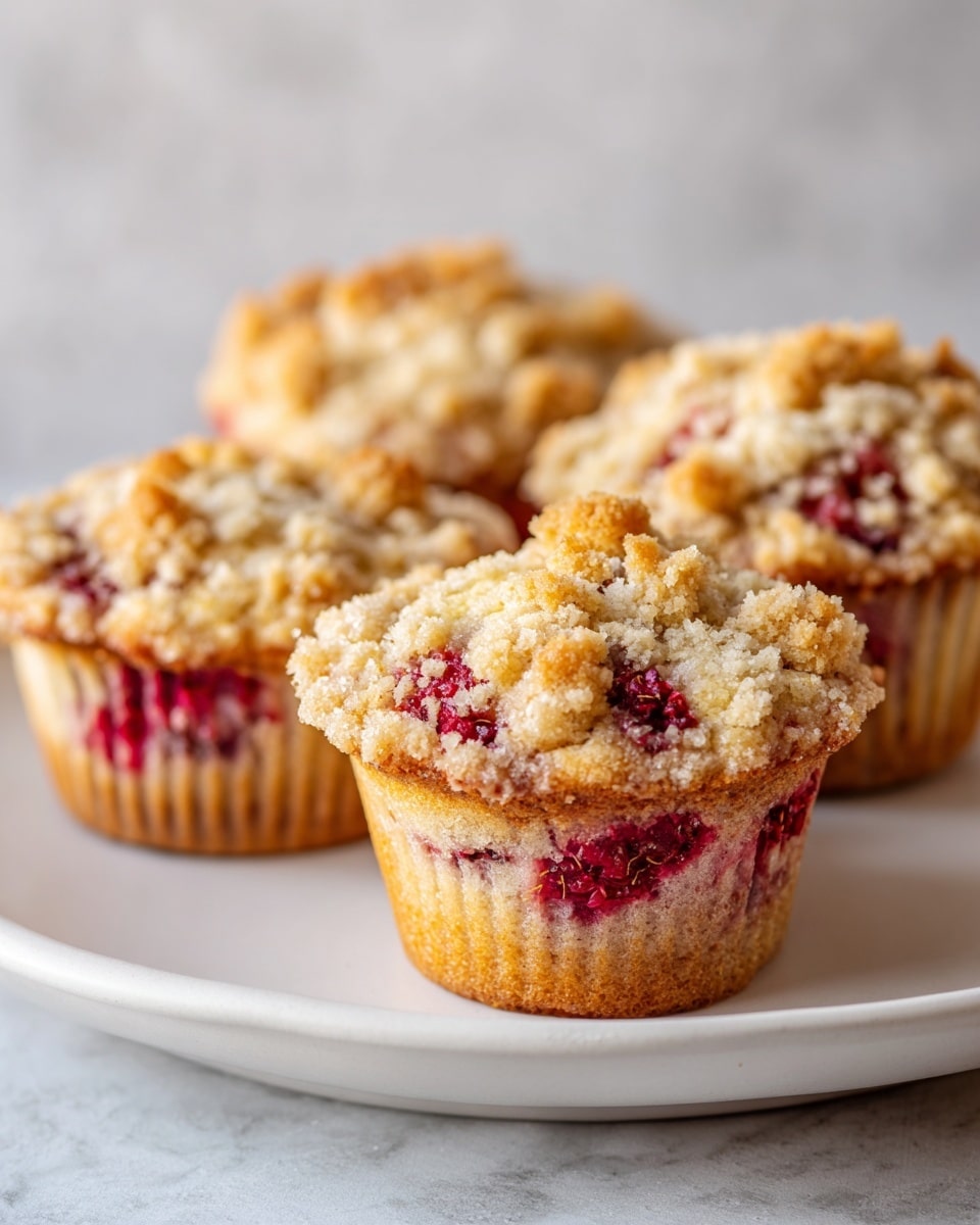 Rhubarb Oat Muffins with Sweet Crumble Topping Recipe