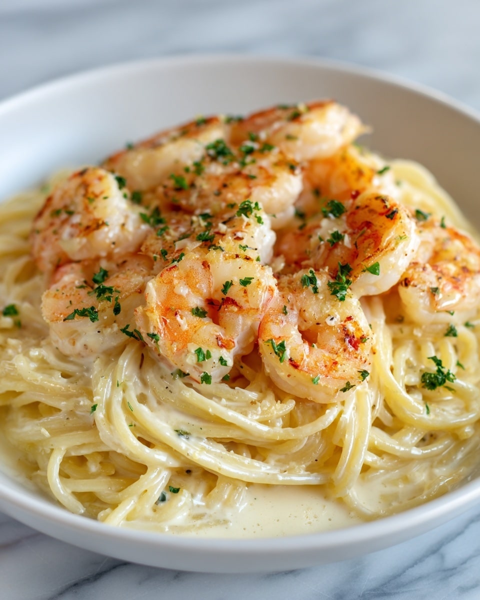 A white plate holds a dish with six large, golden brown seared scallops arranged on top of a bed of thin, creamy white pasta coated in a light yellow buttery sauce. The scallops have a slightly crispy, browned surface sprinkled with finely chopped green herbs and black pepper. The pasta strands are soft and slightly tangled, sitting in a shallow pool of sauce. To the side of the scallops, a small bright yellow lemon wedge adds a pop of color. The plate is set against a white marbled surface. photo taken with an iphone --ar 4:5 --v 7