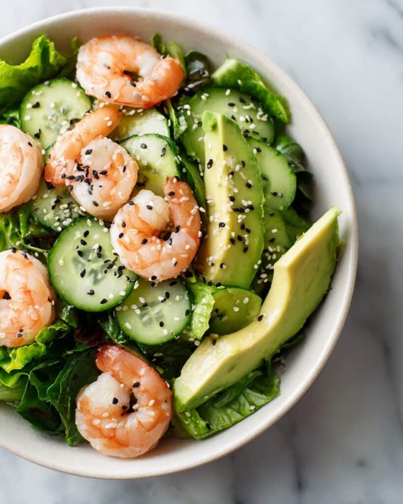 Creamy Japanese Shrimp Salad with Avocado and Ginger Dressing Recipe