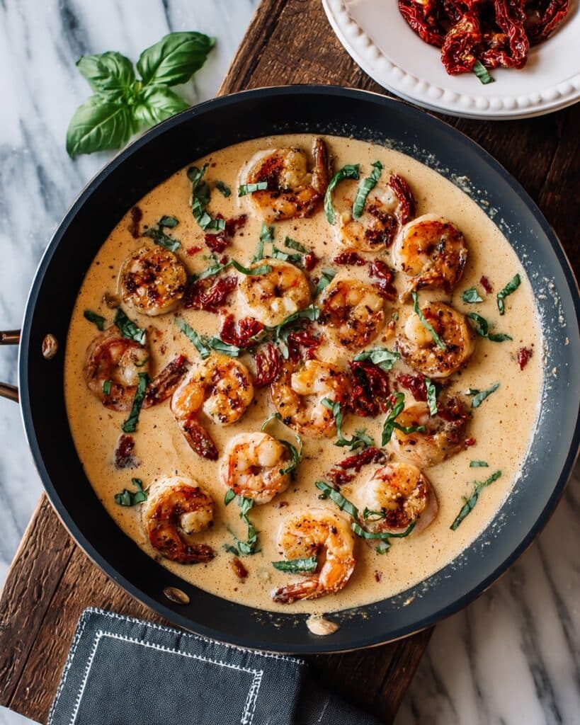 Sun-Dried Tomato Shrimp in Creamy Wine Sauce Recipe