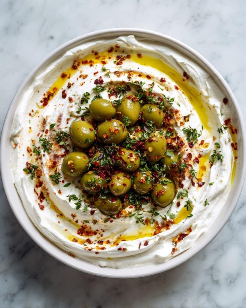 Green Olive Dip with Whipped Feta and Pimentos Recipe
