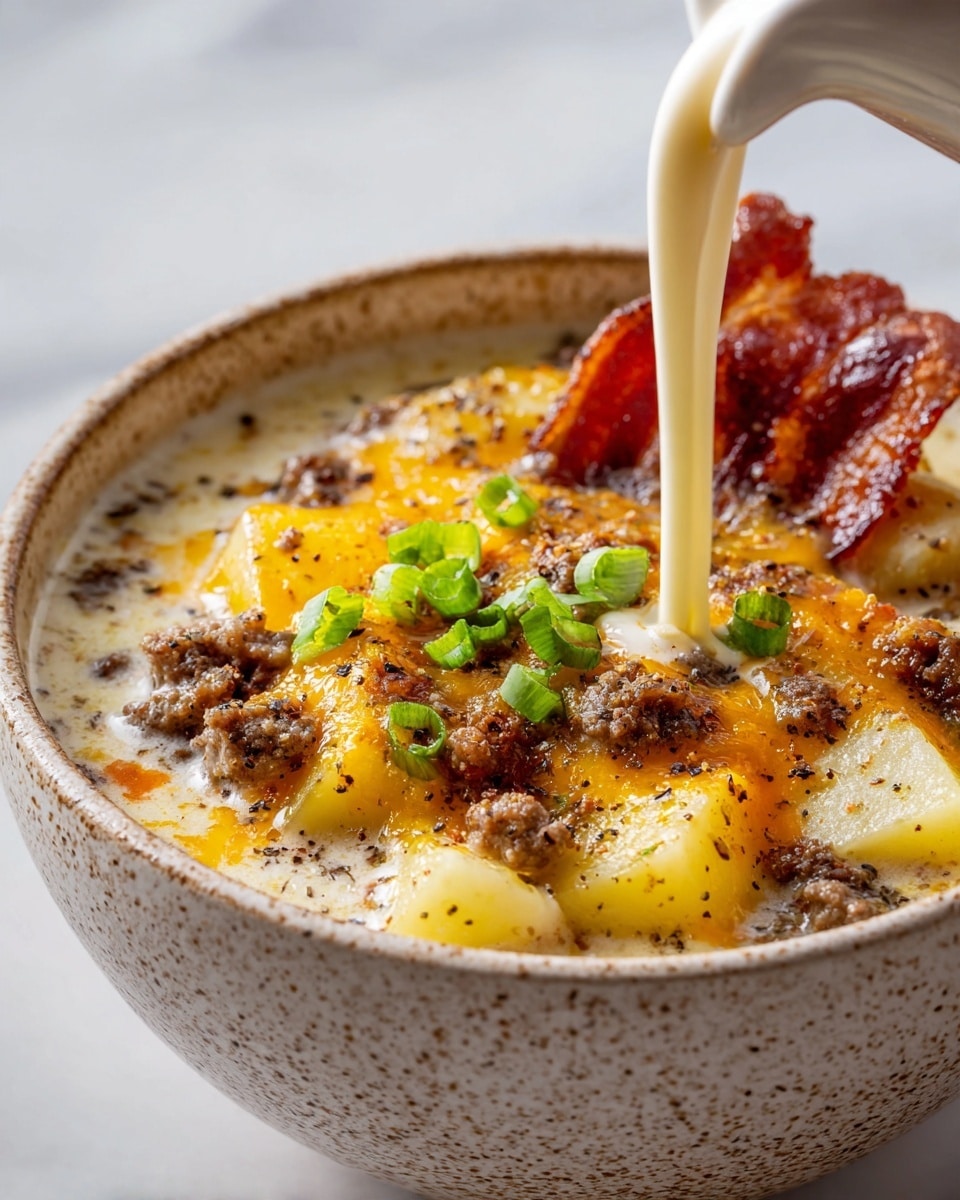 Homemade Cheeseburger Soup with Potatoes Recipe