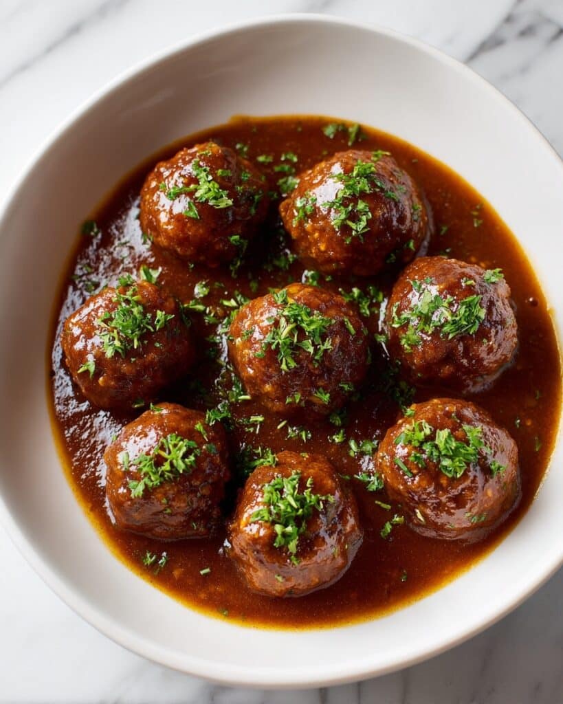 Slow Cooker Salisbury Steak Meatballs with Brown Gravy Recipe