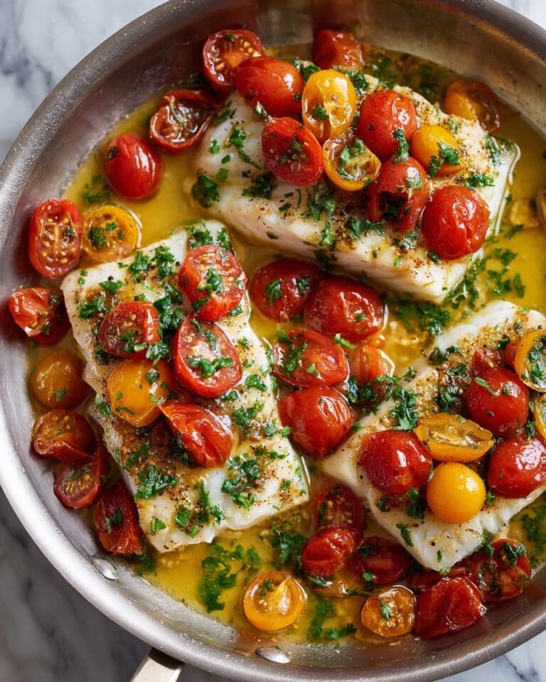 Pan-Seared Cod in White Wine Tomato Basil Sauce Recipe